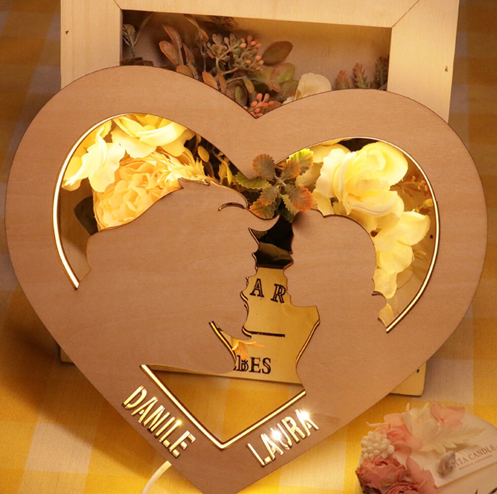 lampada bella e la bestia personalizzata taglio laser regalo bambini cameretta compleanno lettera notturna luce notturna coppia