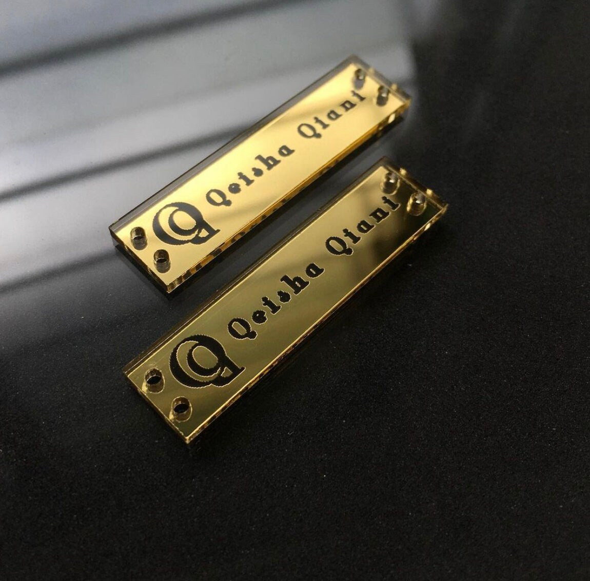 targhette in plexiglass personalizzate specchiato rettangolare oro o argento Battesimo / Matrimonio / Nozze / Comunione / attività