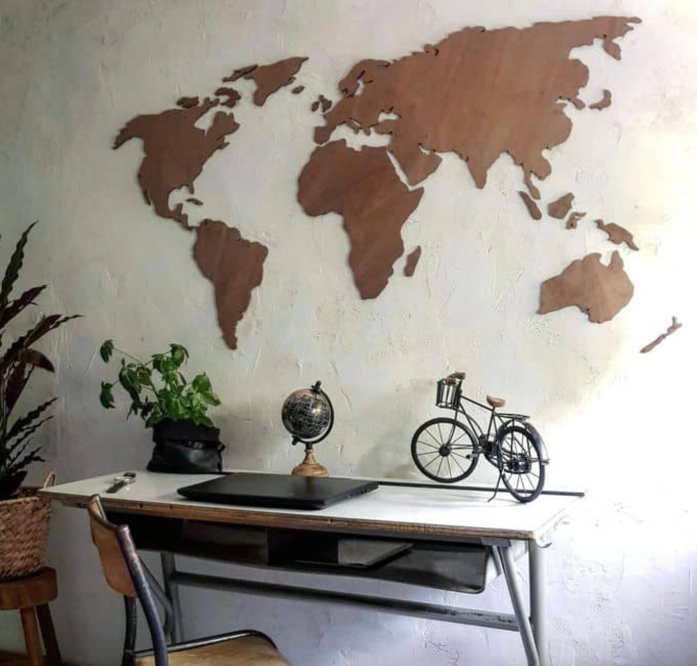 Planisfero da parete legno mogano , tagliato a laser, legno mappamondo decorazione casa mappamondo 3d decorazione casa perfetta viaggio