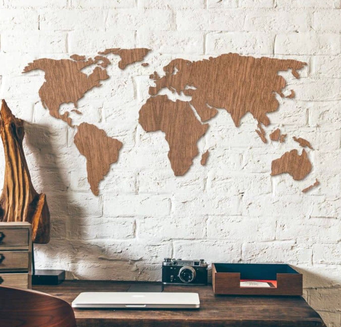 Planisfero da parete legno mogano , tagliato a laser, legno mappamondo decorazione casa mappamondo 3d decorazione casa perfetta viaggio