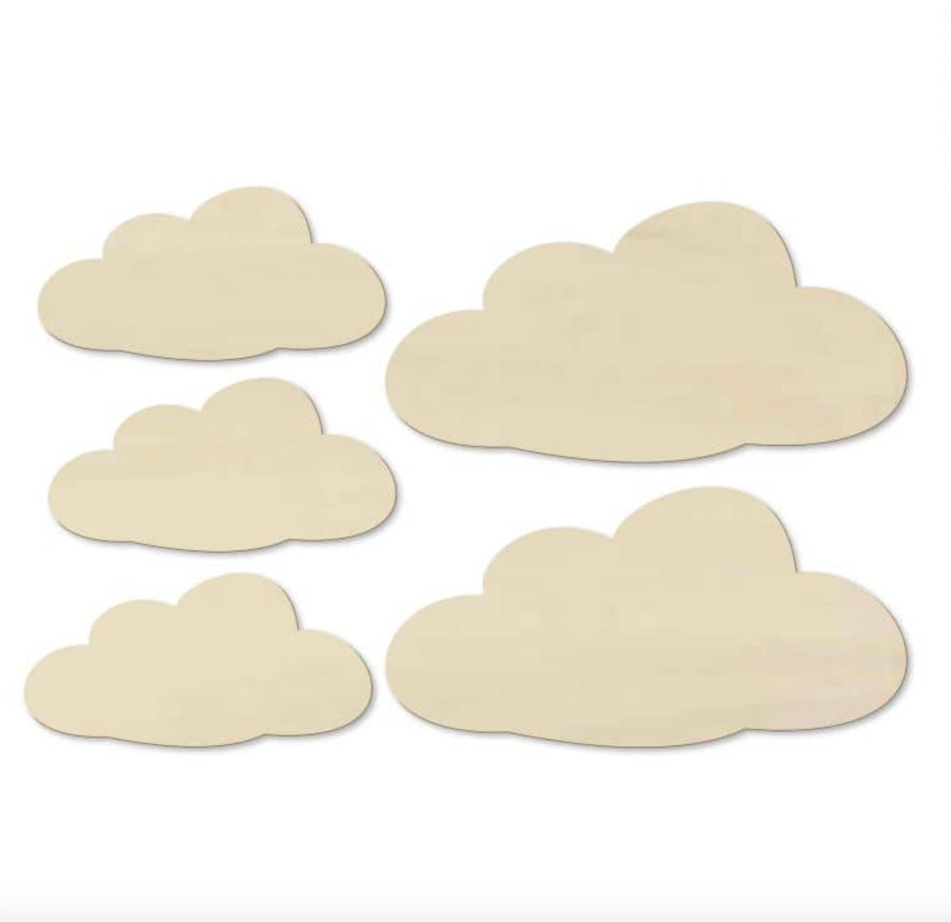 Decoro in legno - Set nuvole (5-pz.) decorazione in legno per bambini camera bambino in legno decorazione parete design kids nuvola