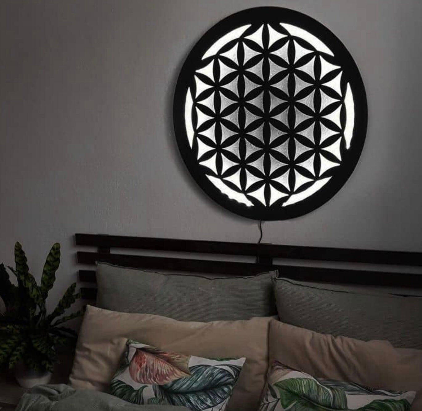 Fiore della vita luminoso , decorazione da parete legno, fiore della vita, geometria sacra spiritualità esoterico Decorazione luminosa a LED