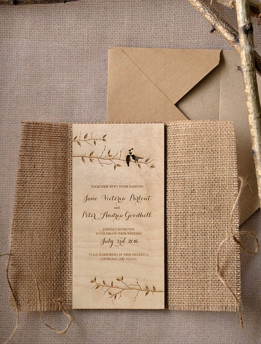 Invito di nozze in legno , inviti di nozze rustici, invito al ricevimento di nozze, legno Save the date, invito di nozze unico