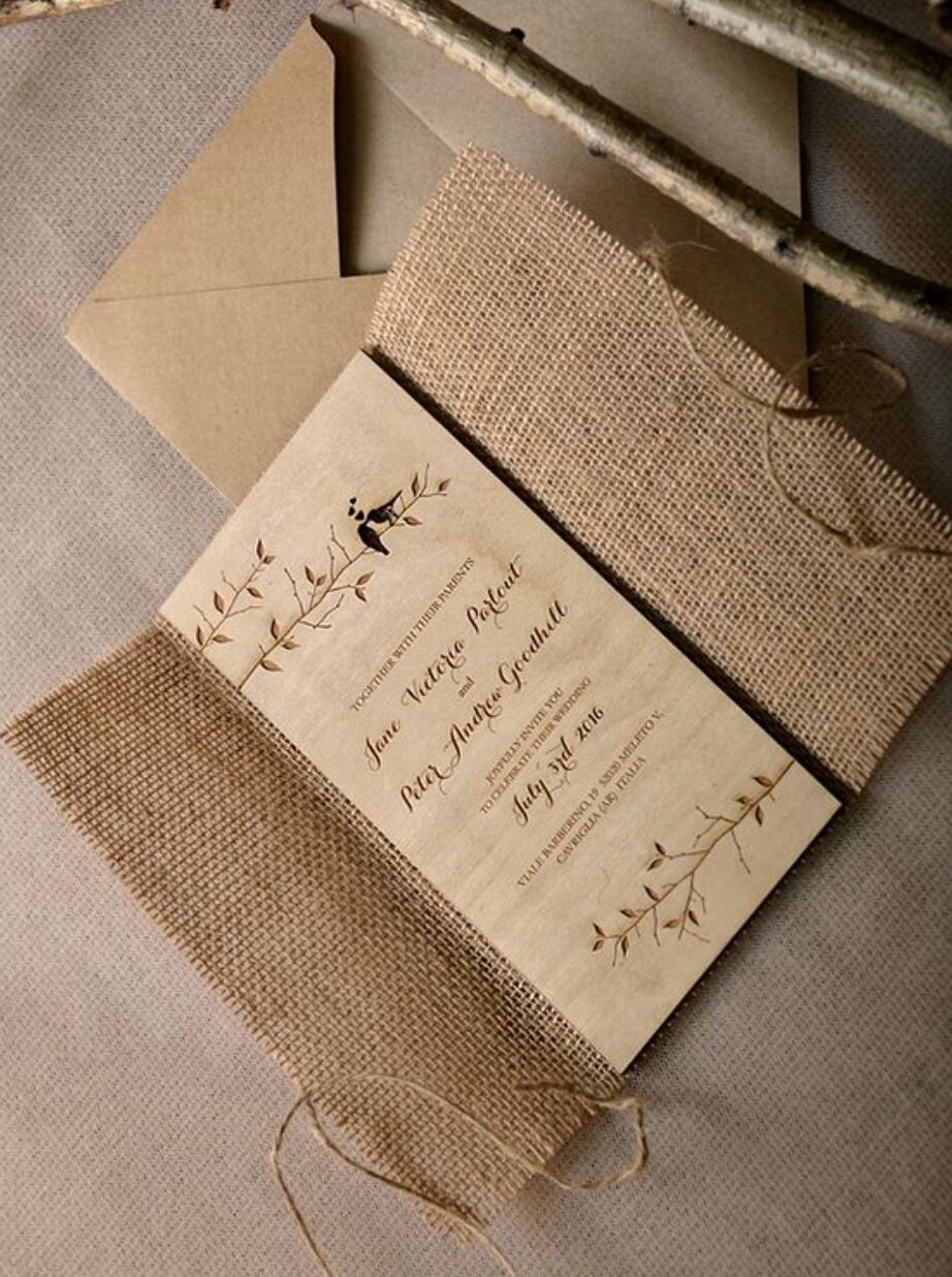 Invito di nozze in legno , inviti di nozze rustici, invito al ricevimento di nozze, legno Save the date, invito di nozze unico