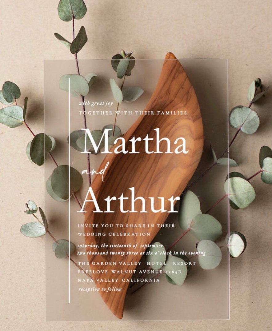 inviti di nozze in plexiglas partecipazioni in plexiglas personalizzati inviti di nozze , invito al ricevimento di nozze,eleganti