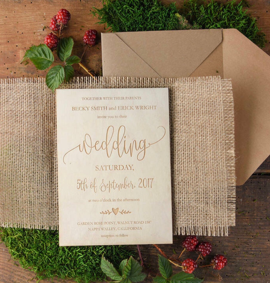 Invito di nozze in legno partecipazioni in legno personalizzati inviti di nozze rustici, invito al ricevimento di nozze,legno Save the date