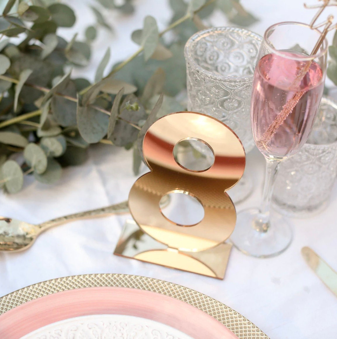 Numero dei tavoli matrimonio taglio laser e in plexiglas specchiato oro laser Battesimo / Matrimonio / Nozze / Comunione