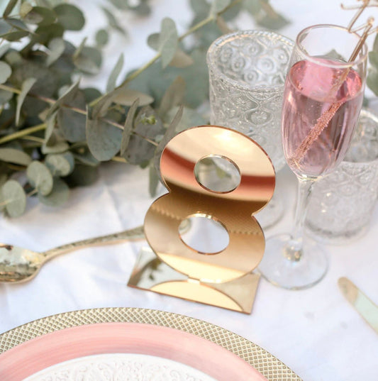 Numero dei tavoli matrimonio taglio laser e in plexiglas specchiato oro laser Battesimo / Matrimonio / Nozze / Comunione