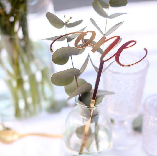 Numero dei tavoli matrimonio taglio laser e in plexiglas specchiato oro laser Battesimo / Matrimonio / Nozze / Comunione