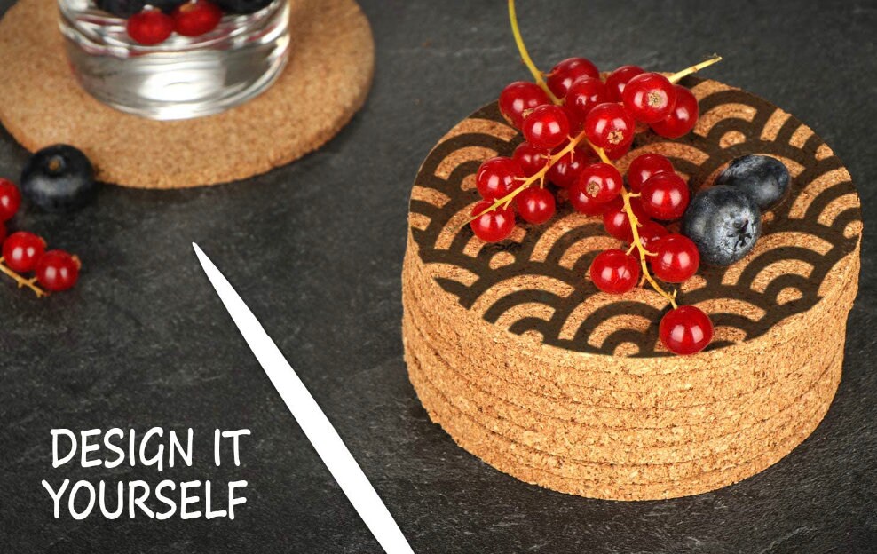 4x sottobicchieri in sughero per bevande - sottobicchieri rotondi per bevande - sottobicchieri in vetro in sughero (4 pezzi/giro)