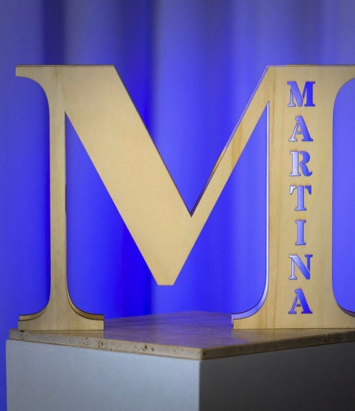 Nome dell'alfabeto in legno personalizzato, segno delle lettere / lampada da comodino, decorazione personalizzata della stanza
