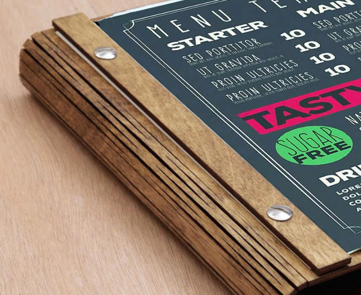 portamenu a4 personalizzati in legno con incisione laser fatti a mano portamenu su misura per ristorante pub bar stupisci i tuoi clienti