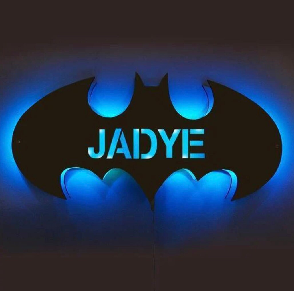 lampada personalizzata pipistrello batman stelle Nome dell'alfabeto in legno personalizzato, segno delle lettere / lampada da comodino,
