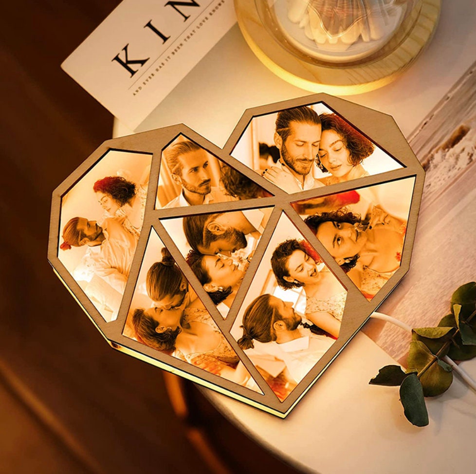 Luce notturna a cuore con foto personalizzata, regalo con foto per coppie, regalo di Luce notturna a cuore con foto personalizzata, regalo con foto per coppie, regalo di