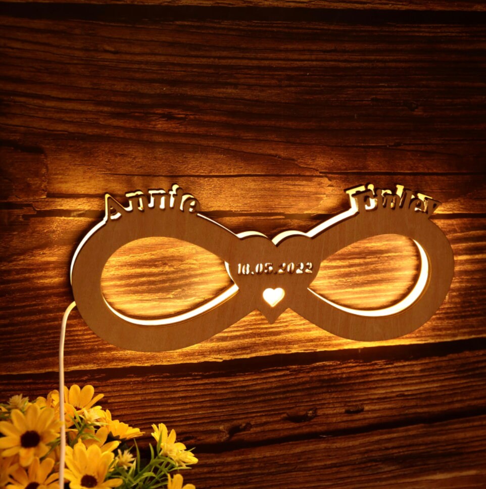 lampada infinito personalizzata con fotografia taglio laser regalo per fidanzati san valentino lampada ti amo lampada san valentino