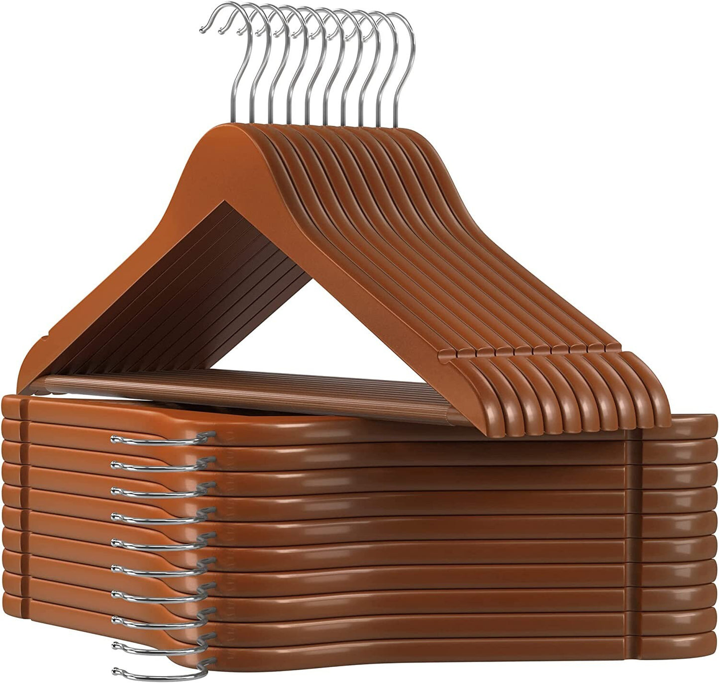 Grucce appendiabiti 20pz in legno marrone arancio personalizzati con incisione laser logo