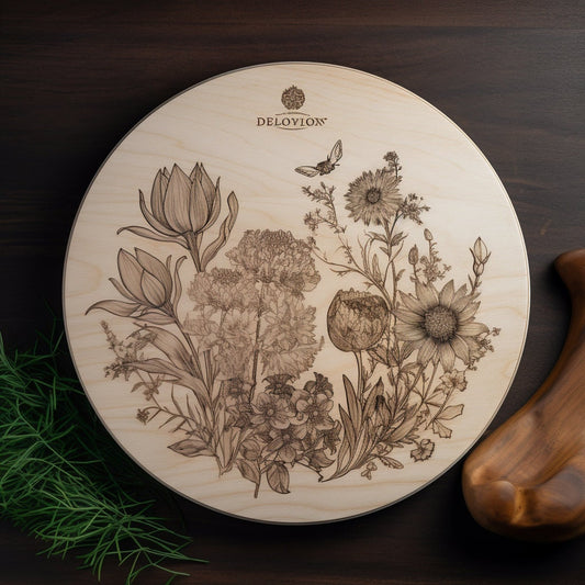 tagliere in legno di pioppo circolare per matrimonio o bomboniera con la tua grafica incisa con il laser