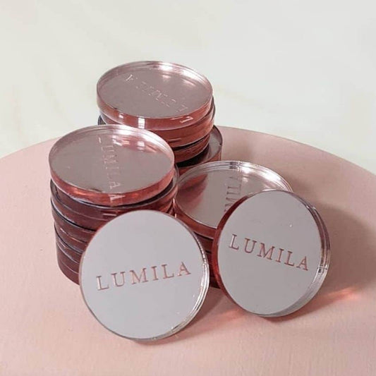 Tag / Segnaposto in plexiglass specchiato rettangolare oro o argento Battesimo / Matrimonio / Nozze / Comunione