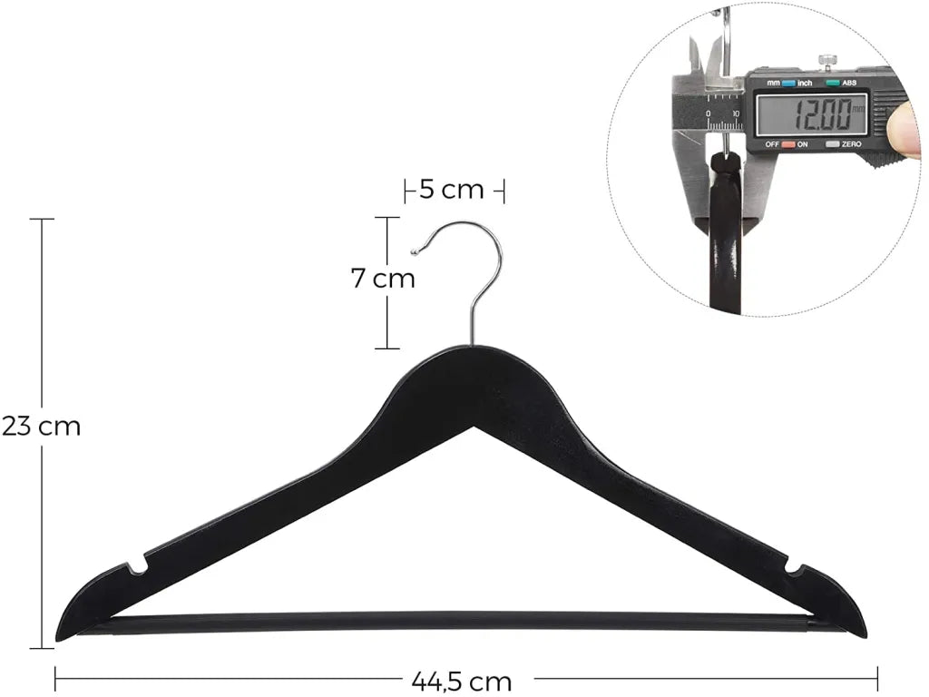 Grucce appendiabiti 10-50-100pz in legno NERO personalizzati con incisione laser logo