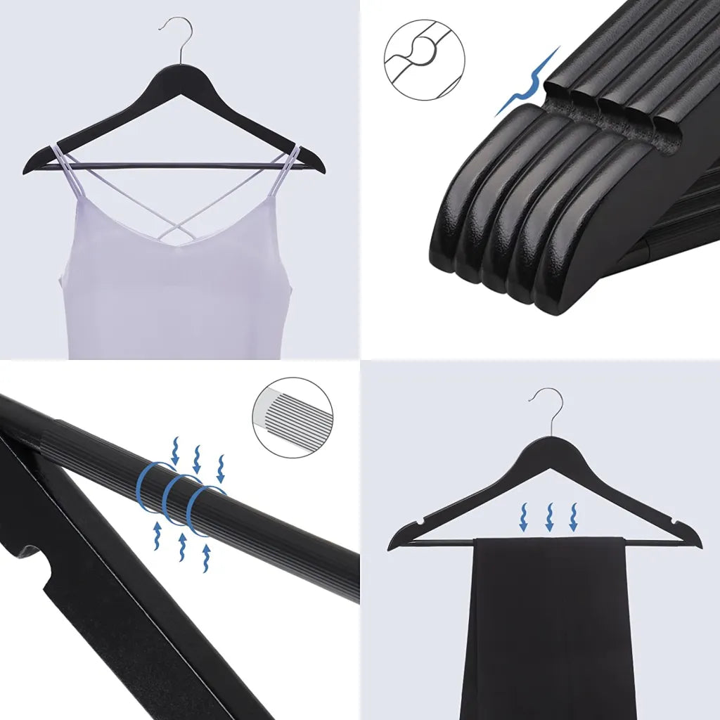 Grucce appendiabiti 10-50-100pz in legno NERO personalizzati con incisione laser logo