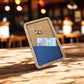 portaconto con ecopelle blu porta ricevuta Portaconto in legno personalizzato – Eleganza artigianale per la tua attività
