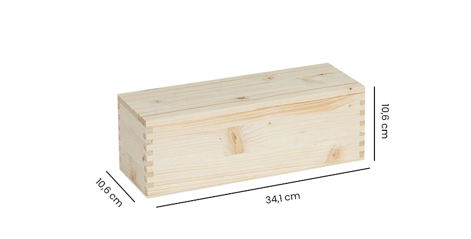 Cassetta in legno per 1 bottiglia di spumante da 750 ml – Misure interne: 34,1X10,6X10,6 con incisione laser