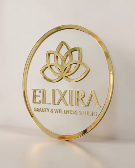 Insegna del beauty salon, insegna 3D personalizzata hall dell'ufficio, logo personalizzato e specchiato argento e oro