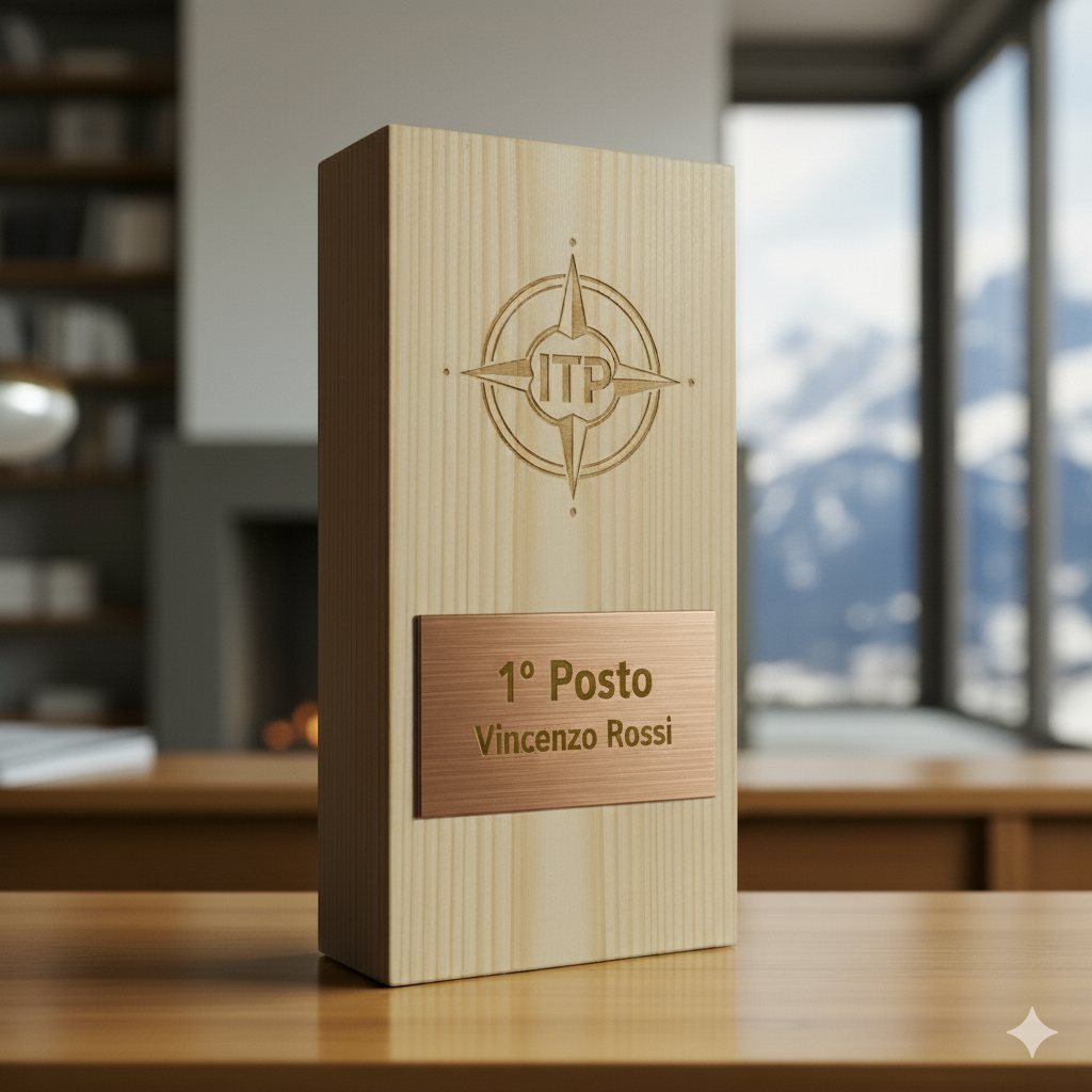 Trofeo blocco in legno personalizzato in bronzo abs spazzolato e legno Premio Design personalizzato su misura Targa moderna in legno Corsa unica Personalizzato