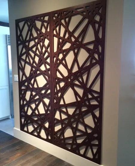 astrattro linee 5 o legno traforato non verniciati interni esterni taglio laser decorazione casa, quadro, fai da te, separè