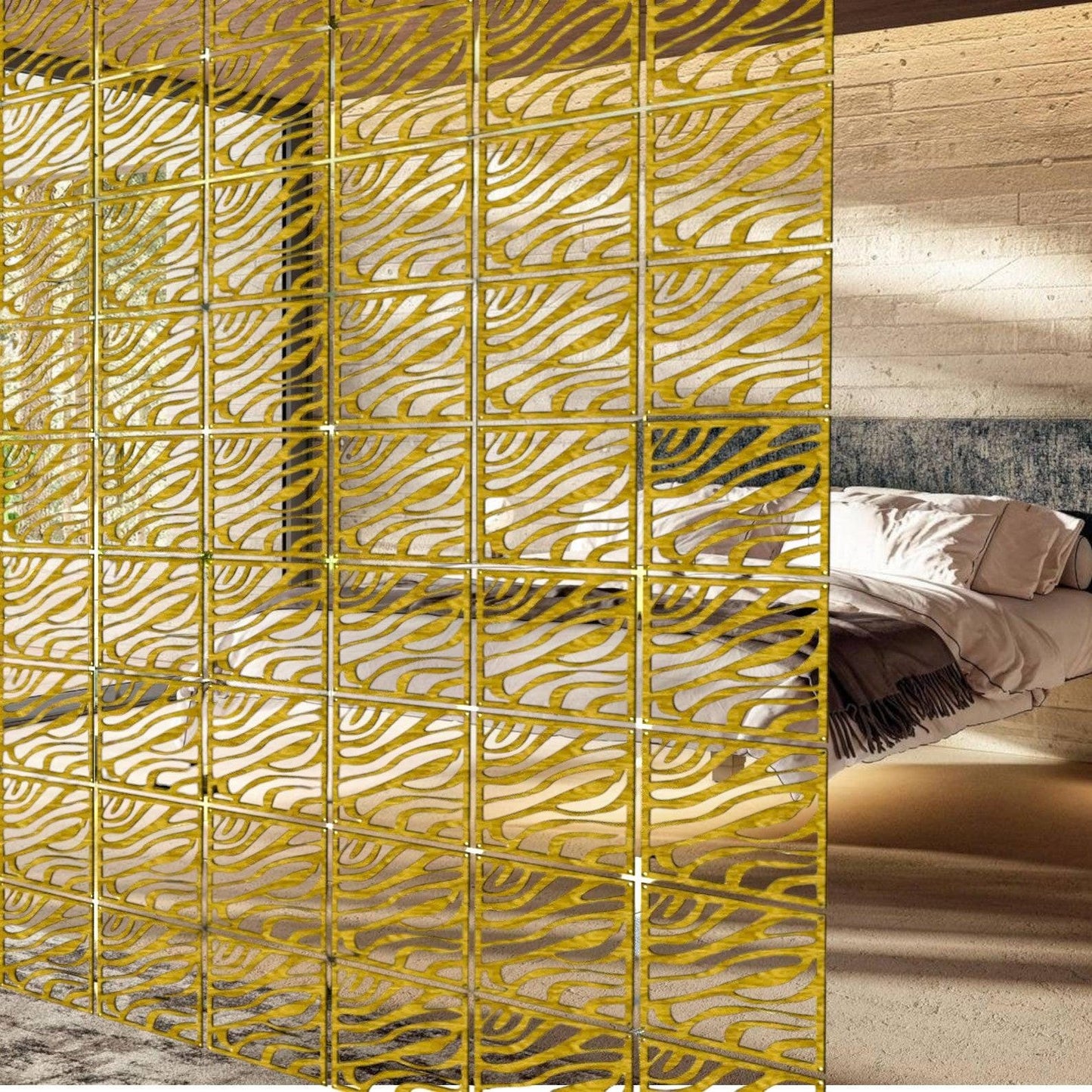 divisori in oro o argento mattonelle stanza set da 12 pezzi Parete divisoria sospesa in mdf verniciato,Divisori per ambienti sospesi Colore