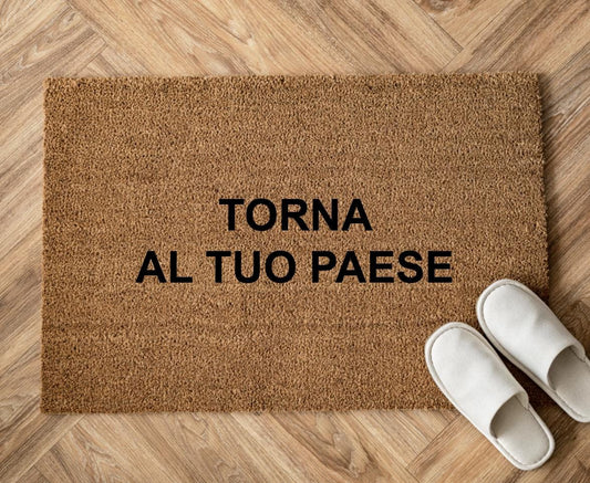 Torna al tuo paese Zerbino Personalizzato in Fibra di Cocco – Incisione Laser – Welcome Mat Ingresso Casa – Idea Regalo