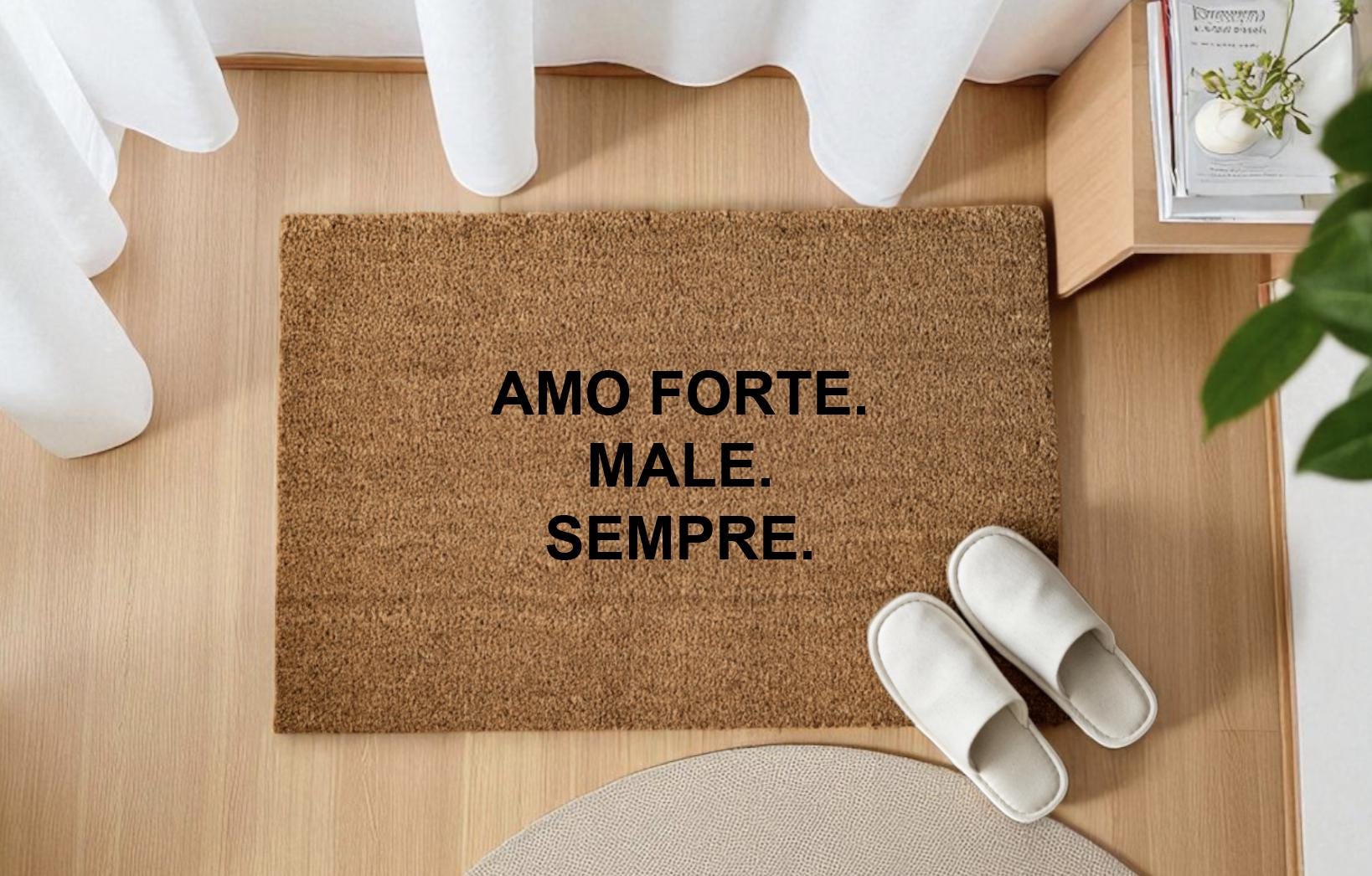 AMO forte , male , sempre Personalizzato in Fibra di Cocco – Incisione Laser – Welcome Mat Ingresso Casa