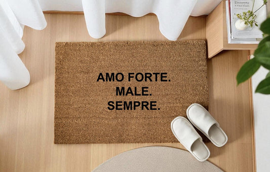 AMO forte , male , sempre Personalizzato in Fibra di Cocco – Incisione Laser – Welcome Mat Ingresso Casa