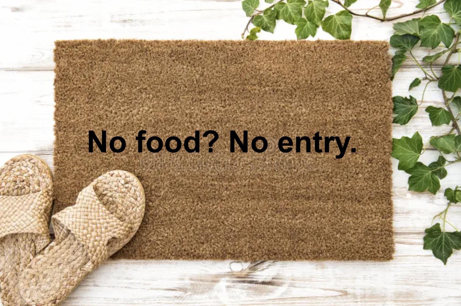 No food? No entry. zerbino Personalizzato in Fibra di Cocco – Incisione Laser – Welcome Mat Ingresso Casa