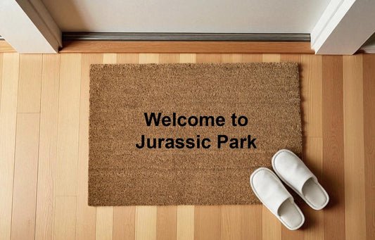 Welcome to Jurassic Park zerbino Personalizzato in Fibra di Cocco – Incisione Laser – Welcome Mat Ingresso Casa