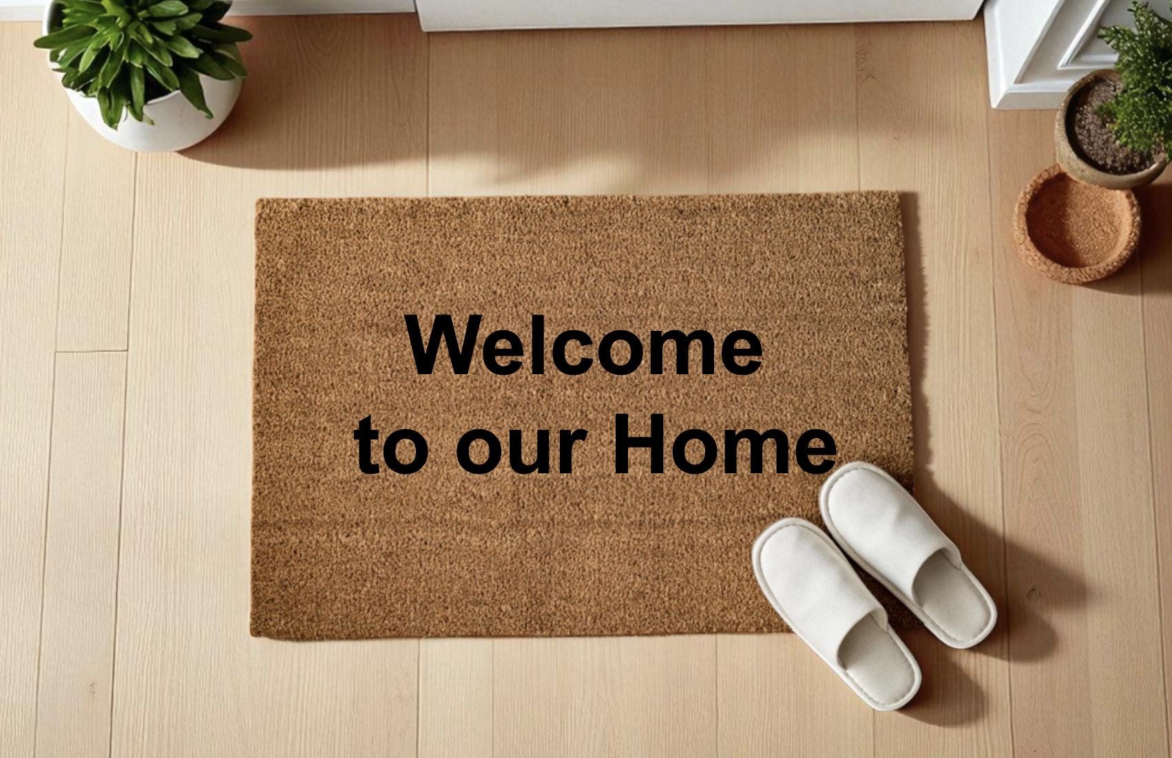 Welcome to our Home Zerbino Personalizzato in Fibra di Cocco – Incisione Laser – Welcome Mat Ingresso Casa – Idea Regalo Nuova Casa