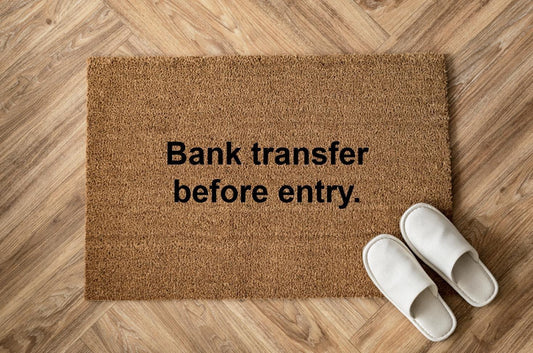 Bank transfer before entry. Zerbino Personalizzato in Fibra di Cocco – Incisione Laser – Welcome Mat Ingresso Casa – Idea Regalo