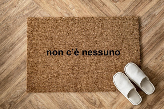 Non c&#39;è nessuno Personalizzato in Fibra di Cocco – Incisione Laser – Welcome Mat Ingresso Casa