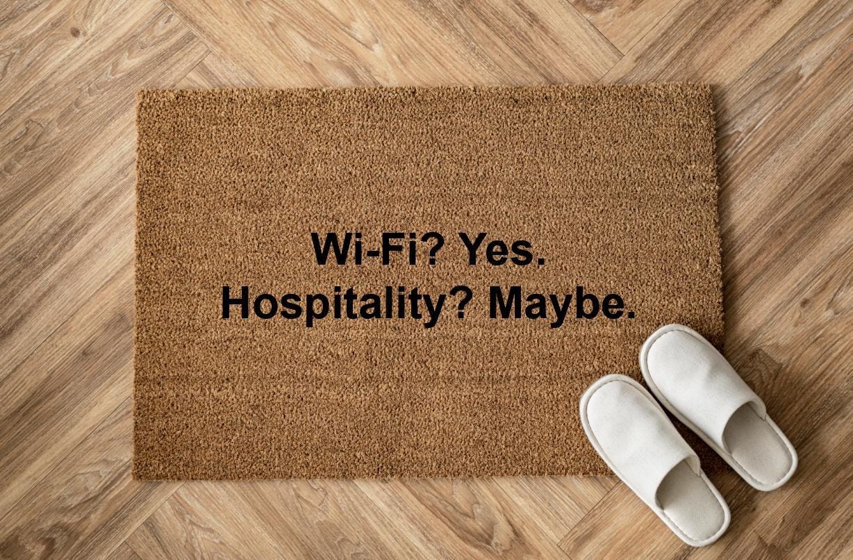 Wi-Fi? Yes. Hospitality? Maybe. Personalizzato in Fibra di Cocco – Incisione Laser – Welcome Mat Ingresso Casa