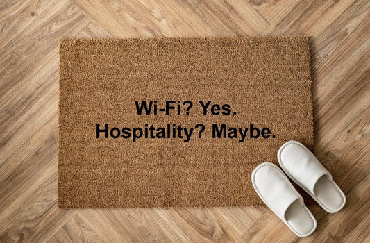 Wi-Fi? Yes. Hospitality? Maybe. Personalizzato in Fibra di Cocco – Incisione Laser – Welcome Mat Ingresso Casa