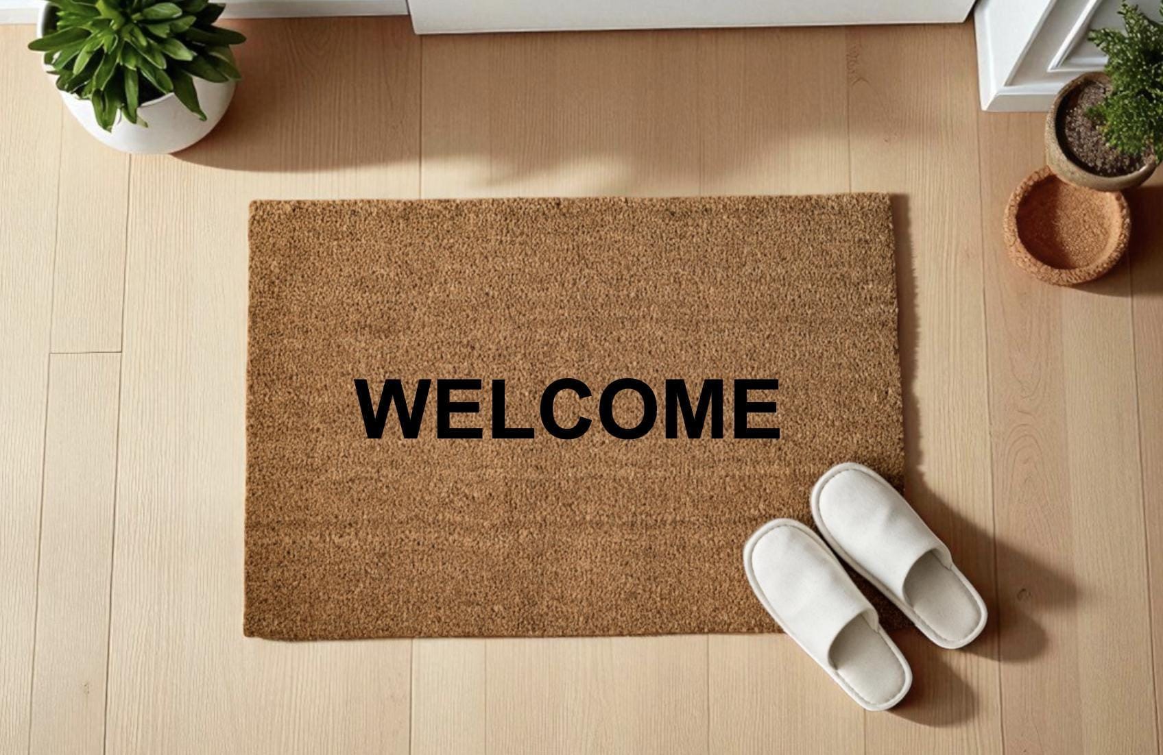 WELCOME Zerbino Personalizzato in Fibra di Cocco – Incisione Laser – Welcome Mat Ingresso Casa – Idea Regalo Nuova Casa