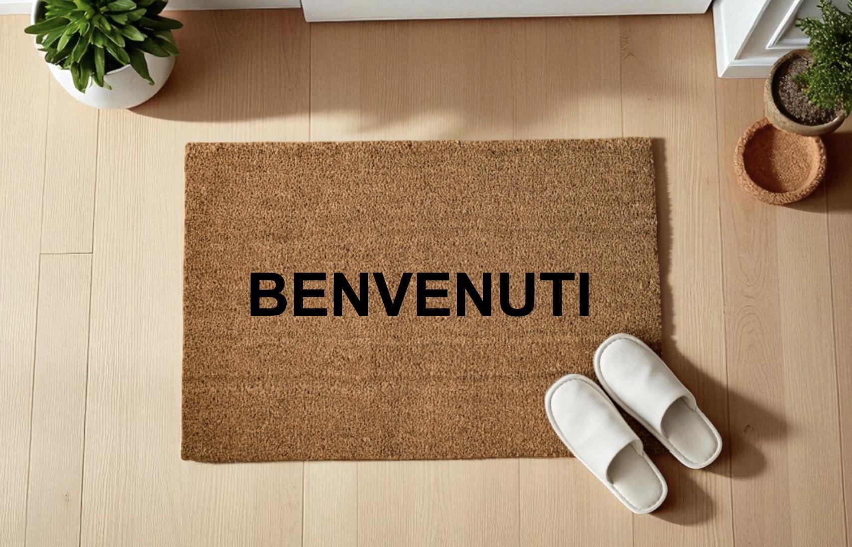 Benvenuti Zerbino Personalizzato in Fibra di Cocco – Incisione Laser – Welcome Mat Ingresso Casa – Idea Regalo Nuova Casa