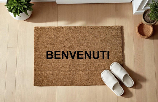 Benvenuti Zerbino Personalizzato in Fibra di Cocco – Incisione Laser – Welcome Mat Ingresso Casa – Idea Regalo Nuova Casa