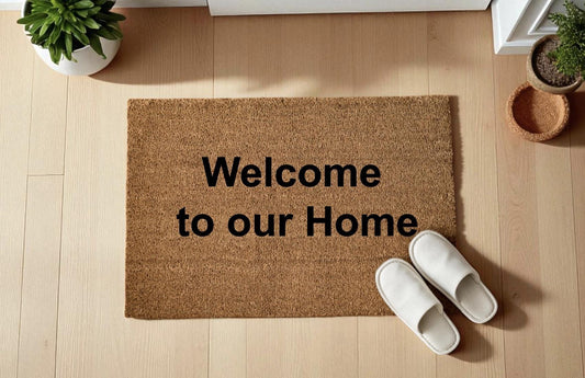 Welcome to our Home Zerbino Personalizzato in Fibra di Cocco – Incisione Laser – Welcome Mat Ingresso Casa – Idea Regalo Nuova Casa