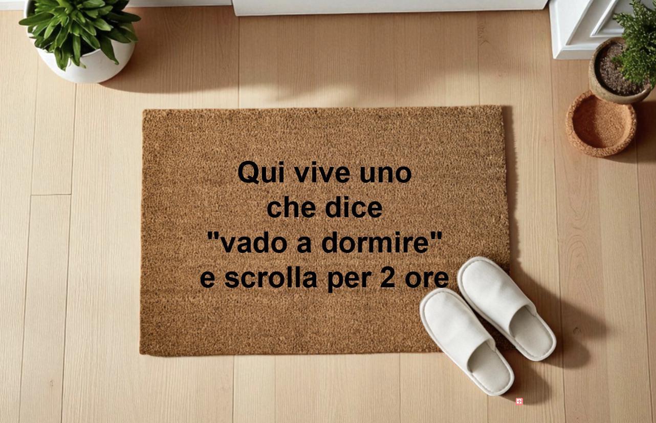 Qui vive uno che dice &quot;vado a dormire&quot; e scrolla per 2 ore Zerbino Personalizzato in Fibra di Cocco – Ingresso Casa – Regalo Nuova Casa