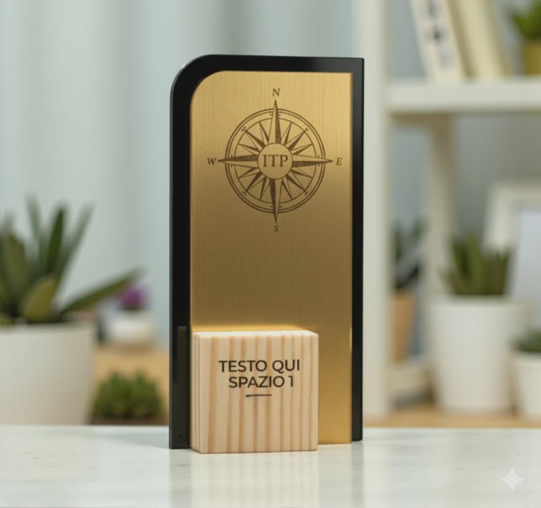 trofeo moderno argento in pino massello, premio quadrato personalizzato abbinato a cornice flessibile in ottone, targa di riconoscimento,