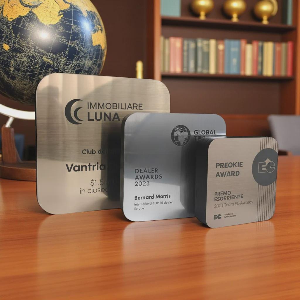 Set 1,2,3 premio Trofeo in legno personalizzato argento, premio per il miglior dipendente, premio per il miglior team, coppa ecosostenibile