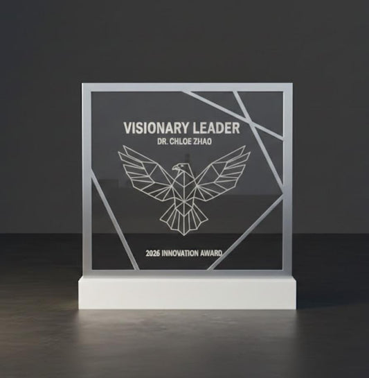 quadro in plastica con base bianca bianco argento , premio quadrato personalizzato abbinato a cornice flessibile in ottone, targa moderna