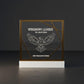 quadro in plastica con base bianca bianco argento , premio quadrato personalizzato abbinato a cornice flessibile in ottone, targa moderna