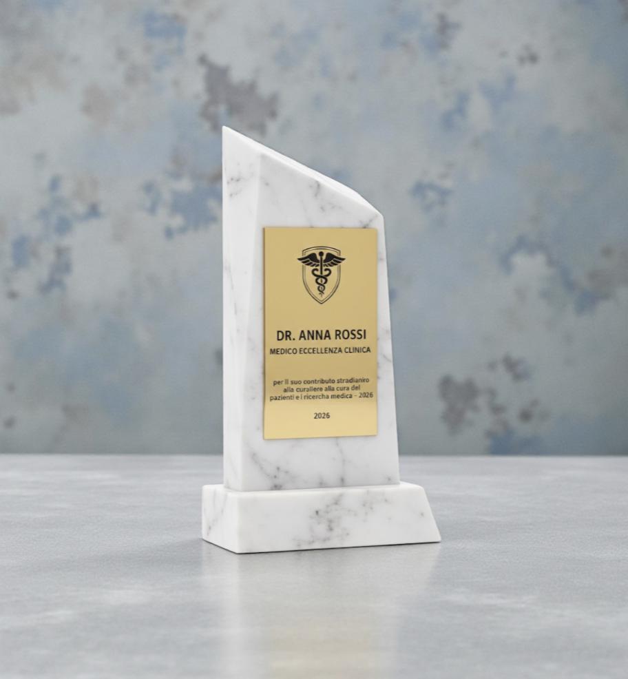 Premio personalizzato in stampa 3d effetto marmo argento , trofeo di riconoscimento in legno personalizzato, targa in plastica incisa